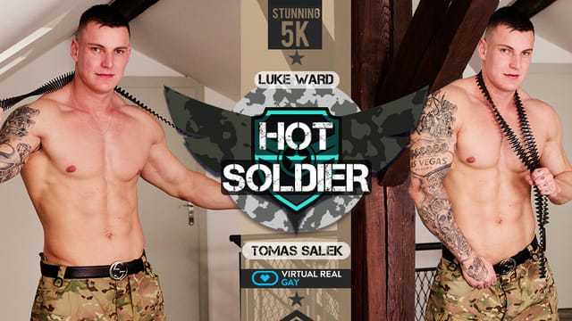 Tomas Salek plays a soldier receiving anal and oral sex in a realistic VR POV scene filmed in 60 frames per second.