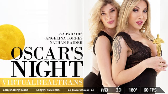 Angelina Torres and Eva Paradis in a VirtualRealTrans 4K VR anal POV scene with oral sex at 60 frames per second.