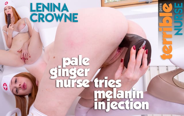 Lenina Crowne in pale ginger nurse outfit receives melanin injection in studio perVRt solo non POV 4K 60 FPS VR scene
