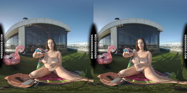 Vanessa Klein Jilling With Some Big Dildos For Deep Penetration Rooftop Bubble Sunbathing VRgoddess — photo 3