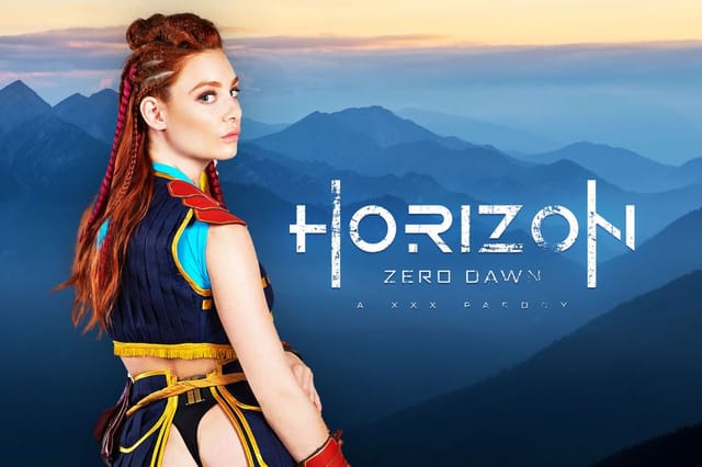 Lacy Lennon in cosplay performs a POV blowjob in Horizon Zero Dawn parody VR video with 60 frames per second.