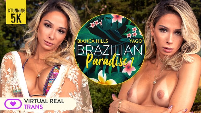 Bianca Hills performs anal and oral sex in a Brazilian setting, captured in 4K VR POV.