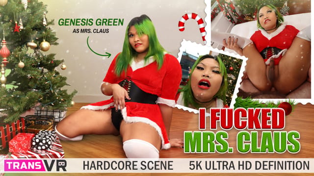 Genesis Green performs anal and oral acts in a Christmas setting during this 4K VR POV video.