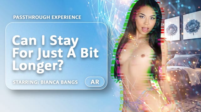 Bianca Bangs performs a POV blowjob in a casting passthrough VR scene with fisheye 60fps visuals and 8K resolution.