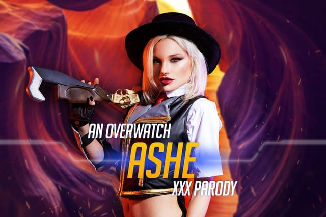Zazie Skymm as Overwatch Ashe performs a POV blowjob in cosplay, featuring 60 FPS VR and European production.