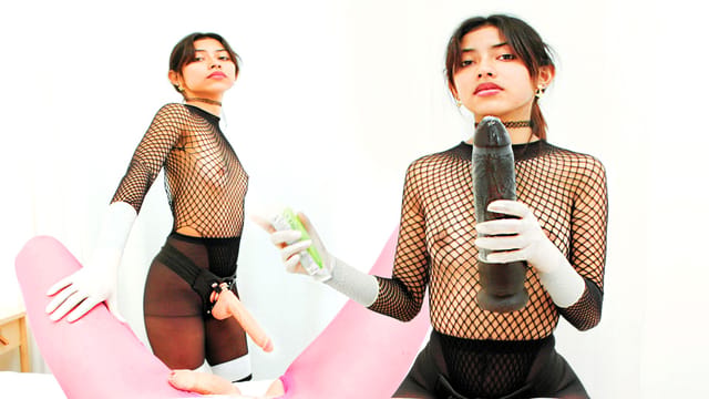 Mia Ramos wears a strapon in a POV femdom scene with anal penetration, filmed in VR 60fps.