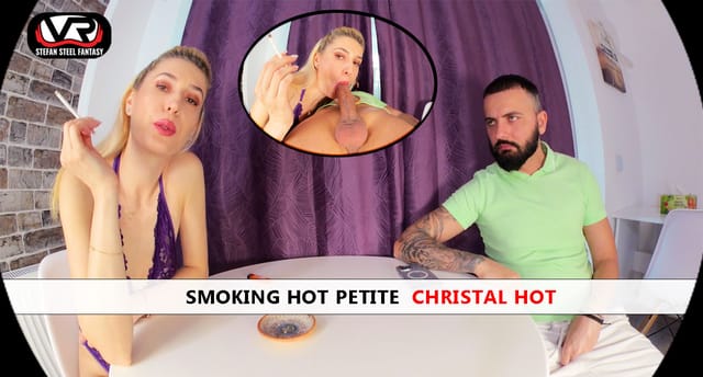 Petite model Christal Hot performs a blowjob in Stefan Steel Fantasy 4K VR video