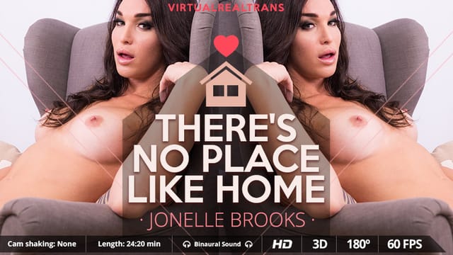 Jonelle Brooks performs a solo anal POV scene in a home setting with 4K VR passthrough quality