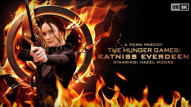 Hazel Moore in Katniss Everdeen cosplay performs a POV blowjob outdoors in this VR Conk 8K production.