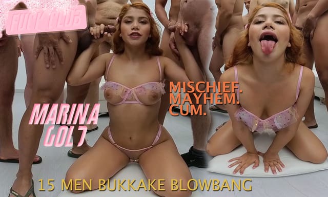 Marina Gold performs a bukkake blowbang in 4K VR with 180-degree 3D passthrough footage.