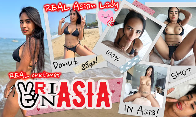 Donut performs a POV blowjob and titty fuck on a hot Asian beach in this VRinAsia 60 FPS VR scene.