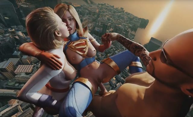 Supergirl and Powergirl perform a group sex scene with kissing in a 4K VR POV production by VReal 18K