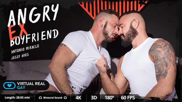 Jessy Ares receives a blowjob and anal sex from Antonio Miracle in a VR POV scene filmed at 60 FPS.