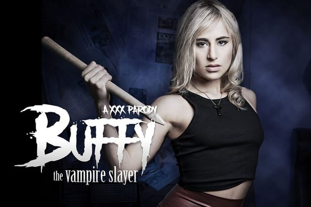 Lindsey Cruz in Buffy cosplay performs a POV blowjob in 4K VR with 60 FPS rendering.