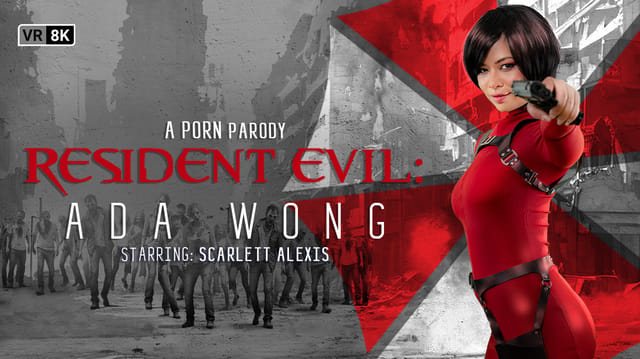 Scarlett Alexis as Ada Wong performs a POV blowjob in a Resident Evil cosplay setting, rendered in 4K VR premium quality