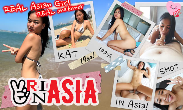 Kat a brunnete student performs a blowjob on the beach in this 4k VRinAsia 60fps premium POV video