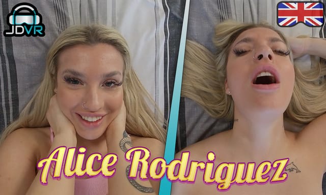 Alice Rodriguez performs in a JimmyDraws 4K 180 degree VR POV scene filmed at 60 frames per second for immersive viewing.