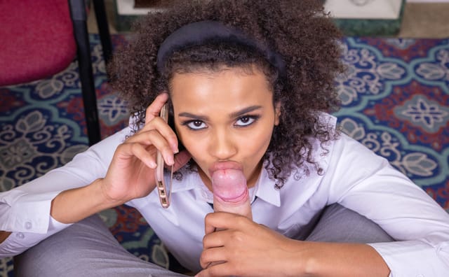 Alina Ali performs a POV blowjob in 4K VR with brunette features, captured in 60 frames per second for premium quality viewing.