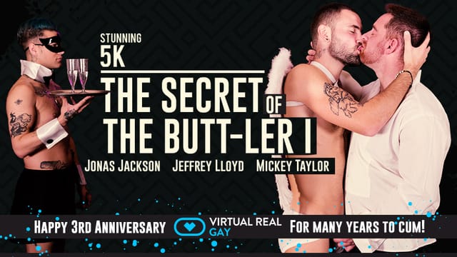 Mickey Taylor receives anal and oral sex in a VR POV scene with Jonas Jackson and Jeffrey Lloyd