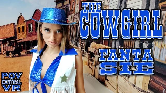 Fanta Sie performs a POV blowjob in a cowgirl setting, captured in 4K 60 FPS 180 degree VR passthrough for immersive viewing.