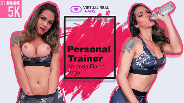 Amanda Fialho receives a blowjob and anal in a VR personal training session filmed in 4K POV.