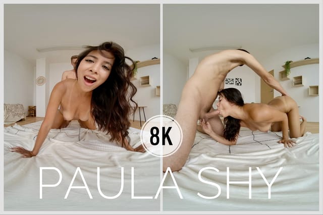 Brunette model Paula Shy performs a POV blowjob in 4K 60fps VR production