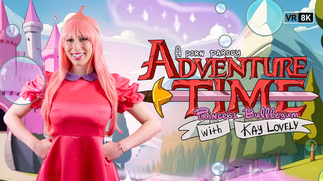 Kay Lovely cosplaying Princess Bubblegum in a VR POV scene with 4K resolution and 60 FPS settings