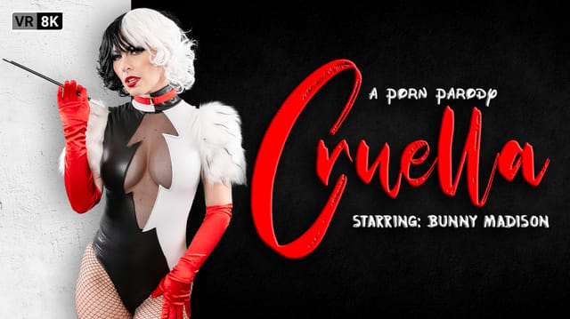 Bunny Madison in a Cruella cosplay performs a close up POV blowjob in this 38 minute VR Conk video filmed in 8K 60fps.