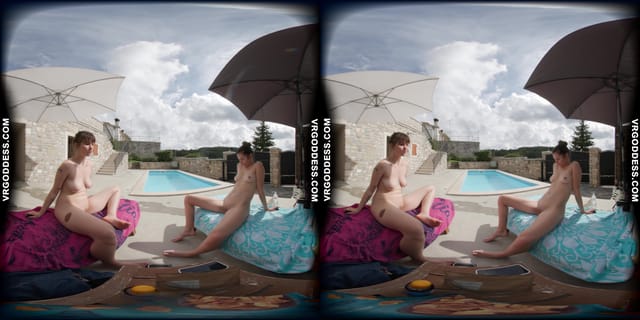 Josie Fresh And Her Friend Sofie Naked Poolside At An Italian Villa Eating And Sunbathing VRgoddess — photo 6