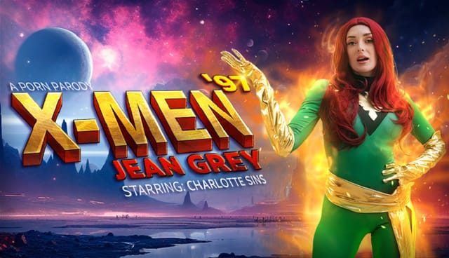 Charlotte Sins as Jean Grey delivers a POV blowjob in 4K VR cosplay with 60 frames per second production quality.