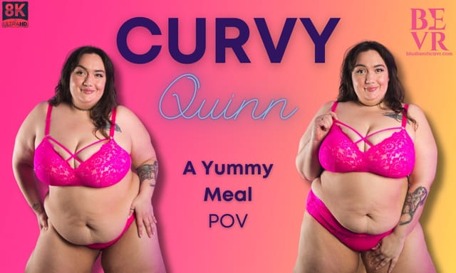 Curvy Quinn performs a POV blowjob and titty fuck for a yummy meal in this 4K 60 FPS BlushErotica VR video.
