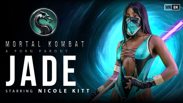 Nicole Kitt cosplaying Jade performs a POV blowjob outdoors in this 60 FPS VR parody by VR Conk