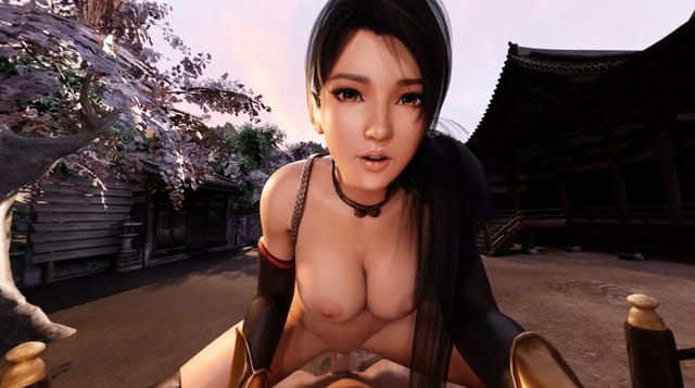 Brunette model Momiji engages in a POV scene in a garden setting with 4K resolution and VR passthrough features.