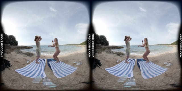 Kristina With Mira On A Tropical Nude Italian Beach Doing Yoga Naked VRgoddess — photo 10