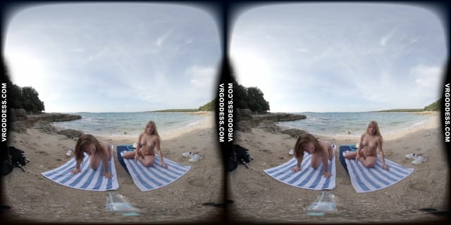 Kristina With Mira On A Tropical Nude Italian Beach Doing Yoga Naked VRgoddess — photo 8