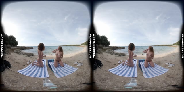 Kristina With Mira On A Tropical Nude Italian Beach Doing Yoga Naked VRgoddess — photo 1