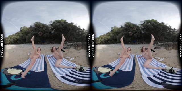 Kristina With Mira On A Tropical Nude Italian Beach Doing Yoga Naked VRgoddess — photo 7