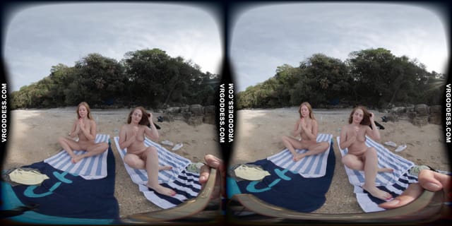 Kristina With Mira On A Tropical Nude Italian Beach Doing Yoga Naked VRgoddess — photo 2
