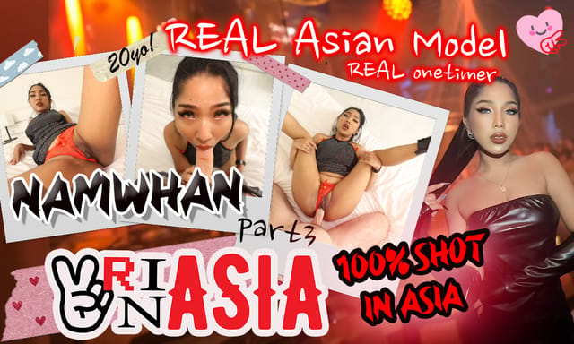 Brunette model Namwhan performs a POV blowjob in a VR video featuring 4K 60 FPS quality.