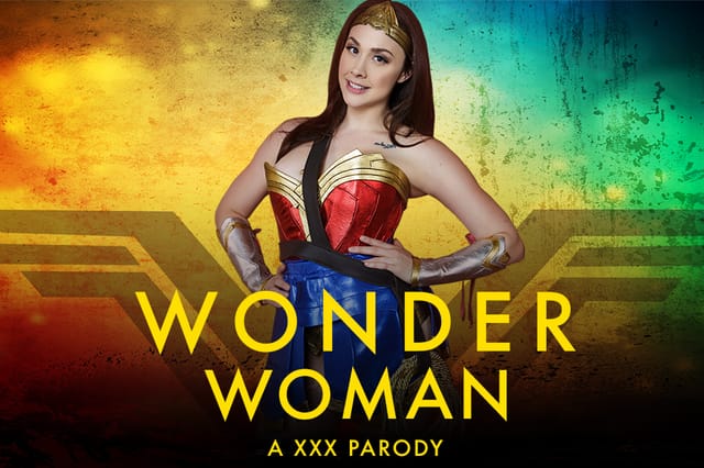 Chanel Preston as Wonder Woman performs a POV blowjob in cosplay, showcasing 60 FPS VR and 8K resolution details.