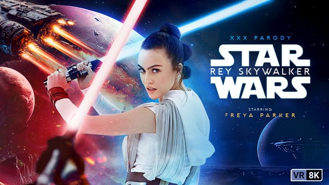 Freya Parker in Rey Skywalker cosplay receives a POV blowjob in this VR porn parody by VR Conk.