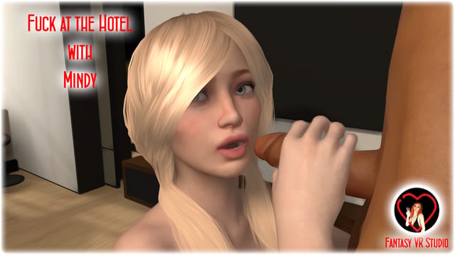 Mindy performs a blowjob in a hotel room during this 4K POV VR scene ending with facial cum
