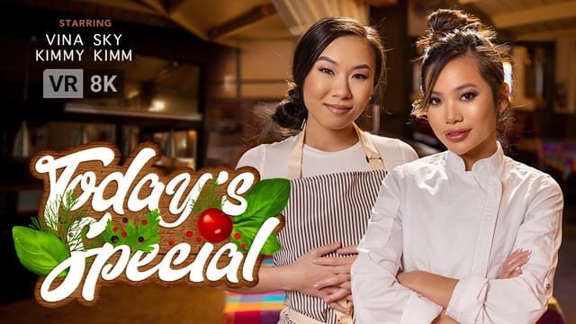 Kimmy Kimm and Vina Sky perform oral sex on the viewer in a VR POV scene with 60 FPS resolution and premium production quality.