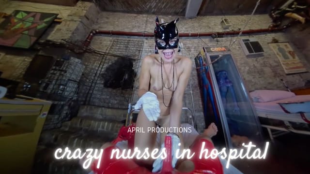 Mistress April, Conchita, and Korola dominate patients in an underground hospital, delivering POV blowjobs in 60fps VR.
