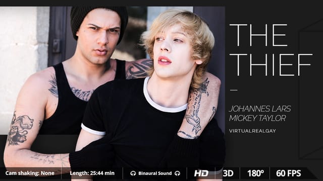 Johannes Lars performs a POV blowjob and anal sex with Mickey Taylor in this 60 FPS gay VR video by VirtualRealGay.