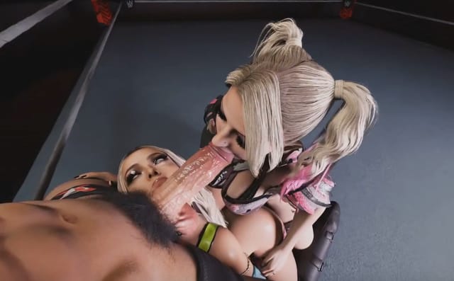 WWE - Spitroast Double Blowjob with Alexa Bliss dirty talking (A XXX Parody) VR porn — photo 3