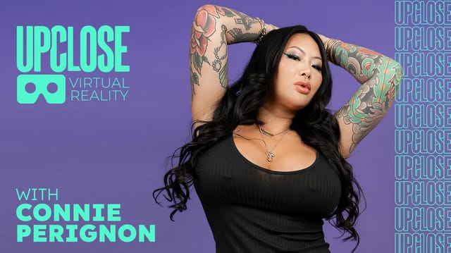 Connie Perignon performs a POV blowjob in 4K VR with big tits at 60 FPS