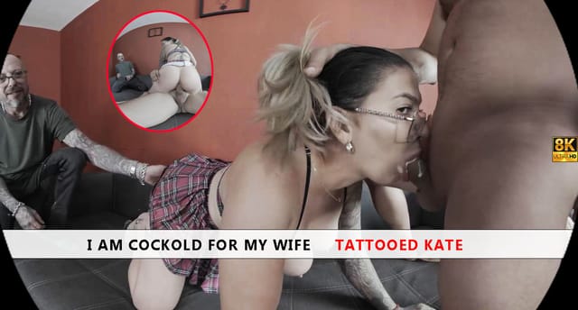 Tattooed Kate wears lingerie during a non POV blowjob scene in this 4K VR video produced by Stefan Steel Fantasy