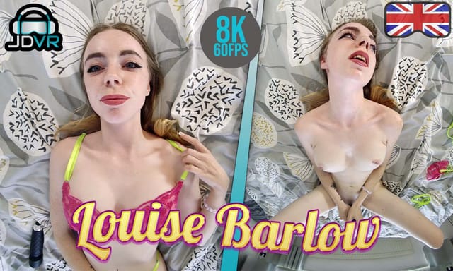 Louise Barlow performs a solo POV action in a 4K VR scene with 180 degree view for JimmyDraws