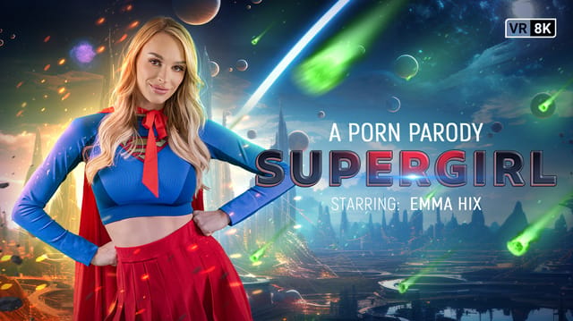 Emma Hix in Supergirl cosplay performs close up blowjob and titty fuck in 4K VR for VR Conk